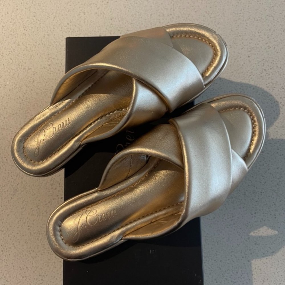 J. Crew Gold Menorca Padded Cross-strap Sandals/ Size 7.5
